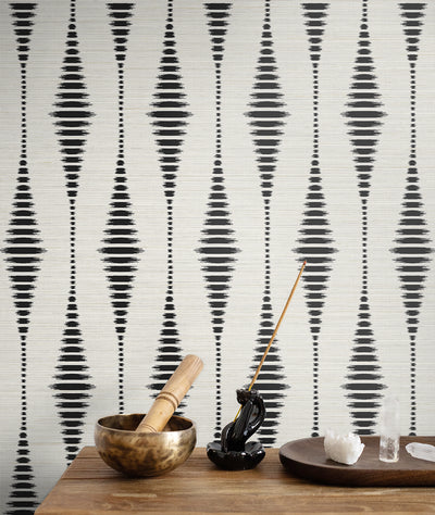 product image for Striped Ikat Peel-and-Stick Wallpaper in Ebony & Linen 23