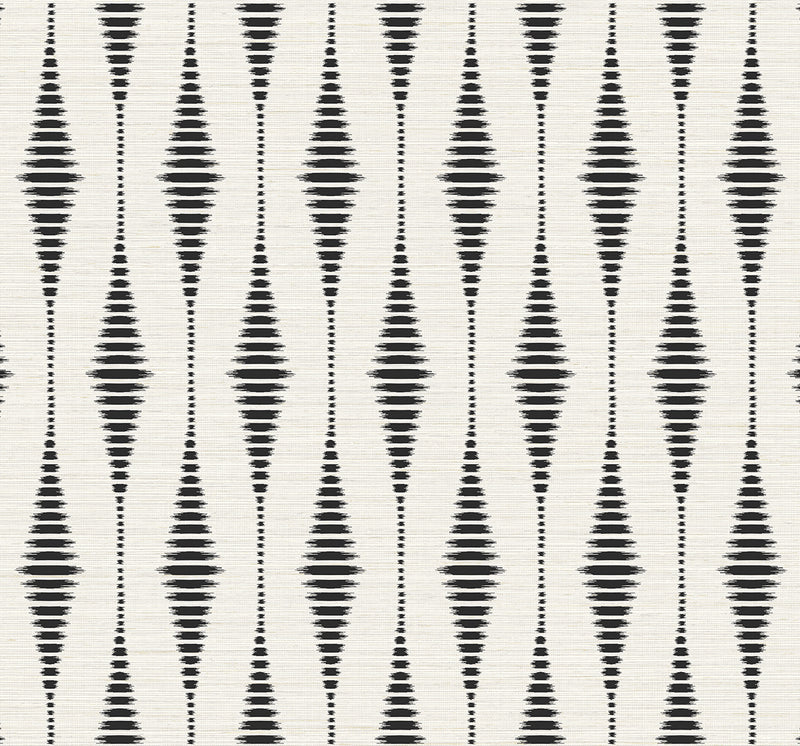 media image for Striped Ikat Peel-and-Stick Wallpaper in Ebony & Linen 289