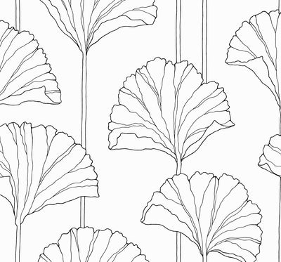 product image of Gingko Leaf Peel-and-Stick Wallpaper in Ebony 592