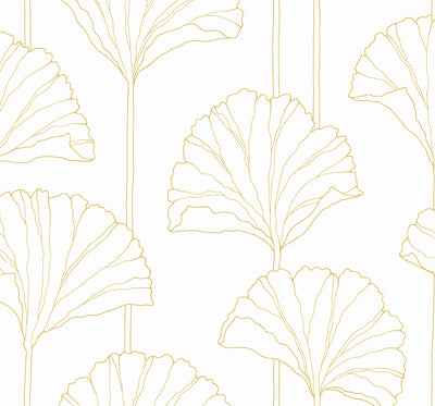 product image for Gingko Leaf Peel-and-Stick Wallpaper in Metallic Gold 14