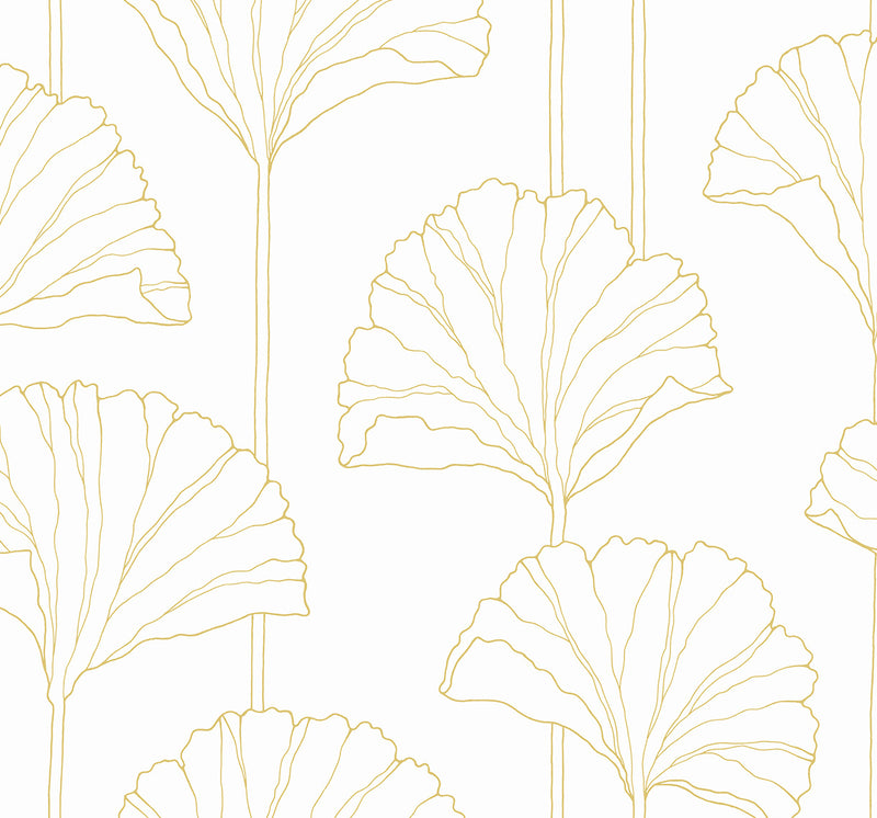 media image for Gingko Leaf Peel-and-Stick Wallpaper in Metallic Gold 218