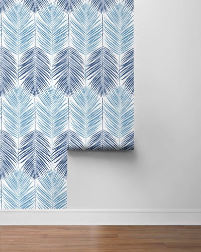 product image for Two Toned Palm Peel-and-Stick Wallpaper in Blue Lagoon 75