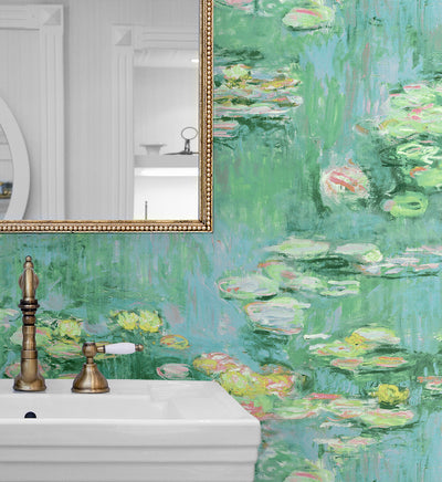 product image for Lily Pond Peel-and-Stick Wallpaper in Hunter Green & Lakeside 90