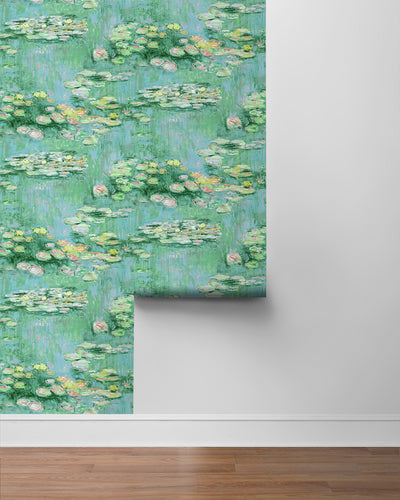 product image for Lily Pond Peel-and-Stick Wallpaper in Hunter Green & Lakeside 10