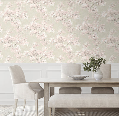 product image for Cherry Blossom Grove Peel-and-Stick Wallpaper in Parchment & Rose 52