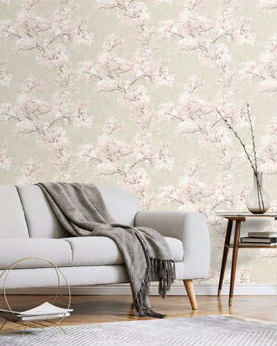 product image for Cherry Blossom Grove Peel-and-Stick Wallpaper in Parchment & Rose 38