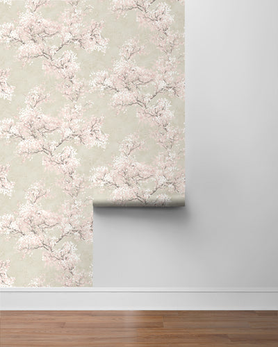 product image for Cherry Blossom Grove Peel-and-Stick Wallpaper in Parchment & Rose 4