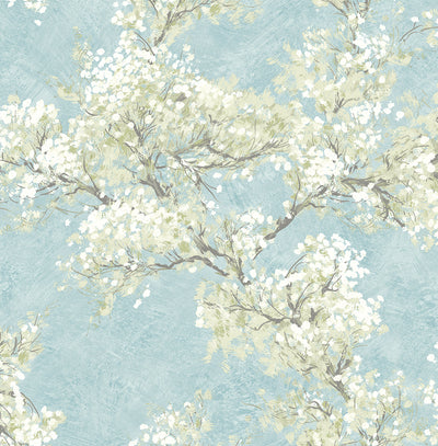 product image of Sample Cherry Blossom Grove Peel-and-Stick Wallpaper in Blue Mist & Green Tea 575