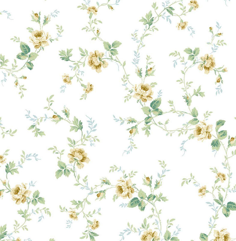 media image for Sample Blossom Floral Trail Peel & Stick Wallpaper in Wheatfield & Sage 248