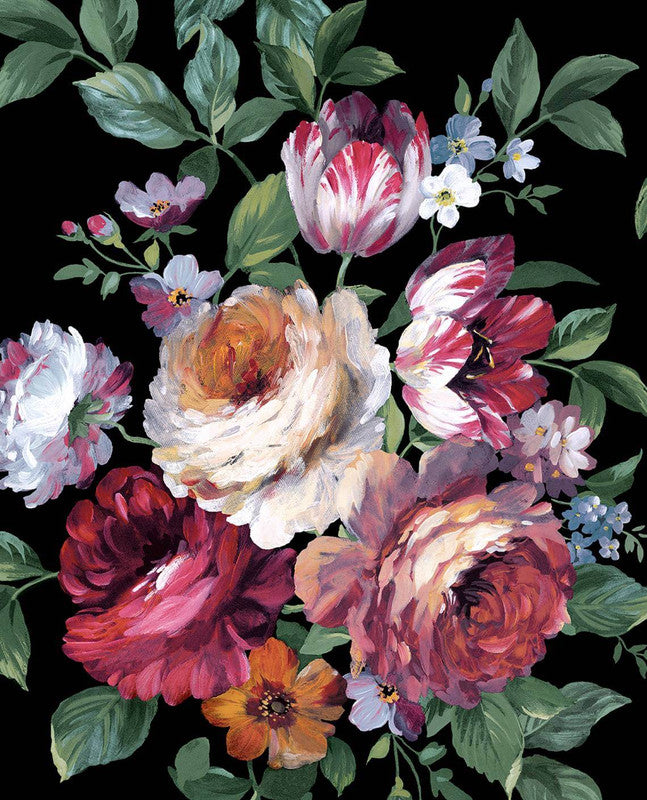media image for Large Bouquet Peel & Stick Wallpaper in Ebony & Jewel Box 224