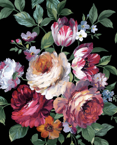 product image of Sample Large Bouquet Peel & Stick Wallpaper in Ebony & Jewel Box 589