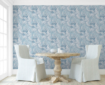 product image for Tossed Cradle Plant Peel & Stick Wallpaper in Blue Mist 15