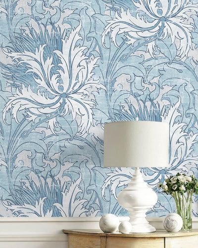 product image for Tossed Cradle Plant Peel & Stick Wallpaper in Blue Mist 18
