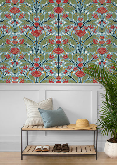 product image for Shalin Folk Floral Peel & Stick Wallpaper in Summer Garden 3