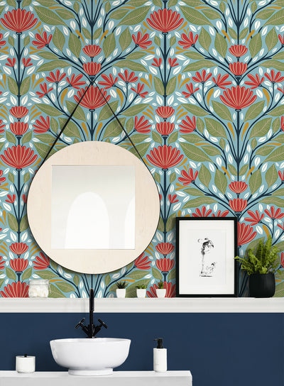product image for Shalin Folk Floral Peel & Stick Wallpaper in Summer Garden 40