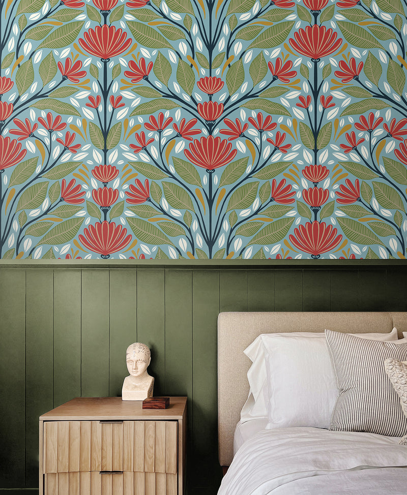 media image for Shalin Folk Floral Peel & Stick Wallpaper in Summer Garden 260