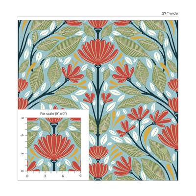 product image for Shalin Folk Floral Peel & Stick Wallpaper in Summer Garden 74