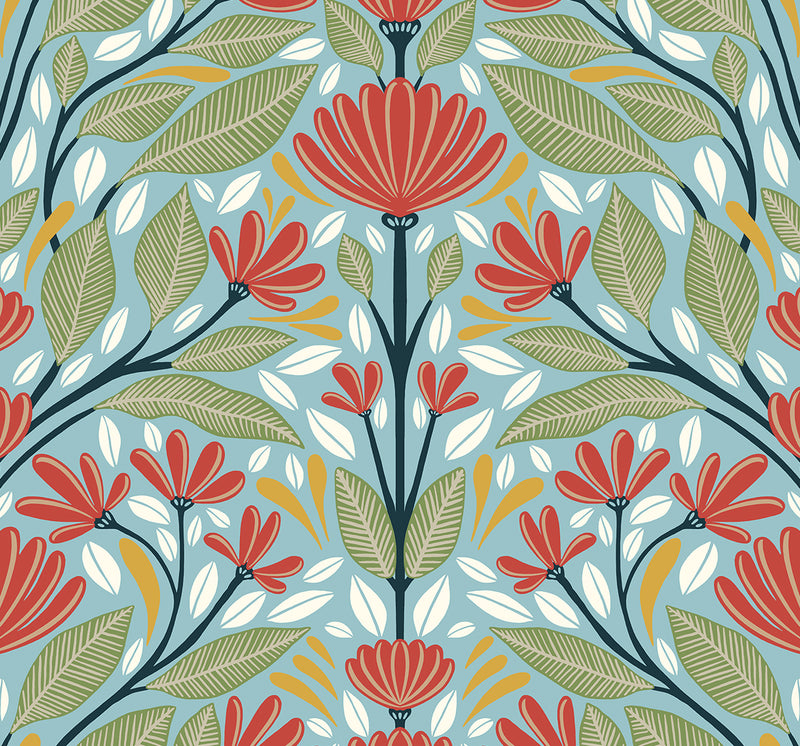 media image for Shalin Folk Floral Peel & Stick Wallpaper in Summer Garden 25