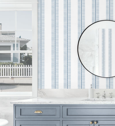 product image for Beach Towel Stripe Peel & Stick Wallpaper in Blue Skies 24