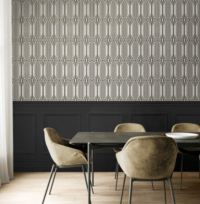 product image for Manhattan Deco Peel & Stick Wallpaper in Ebony & Gold 6
