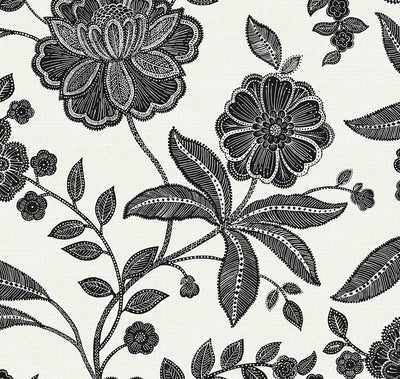 product image for Julian Jacobean Floral Peel & Stick Wallpaper in Ebony & Ivory 64