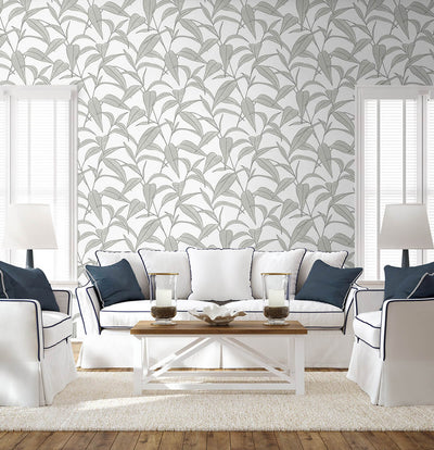 product image for Pinstripe Leaf Trail Peel & Stick Wallpaper in Greystone 47