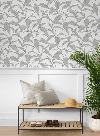 product image for Pinstripe Leaf Trail Peel & Stick Wallpaper in Greystone 21