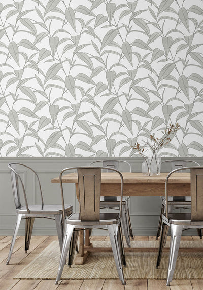 product image for Pinstripe Leaf Trail Peel & Stick Wallpaper in Greystone 79