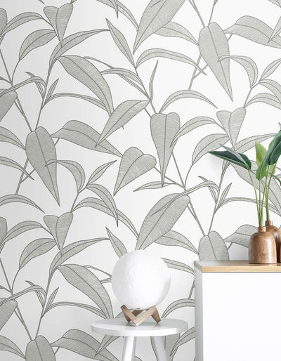 product image for Pinstripe Leaf Trail Peel & Stick Wallpaper in Greystone 42