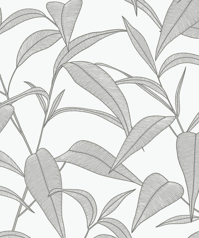 media image for Pinstripe Leaf Trail Peel & Stick Wallpaper in Greystone 245