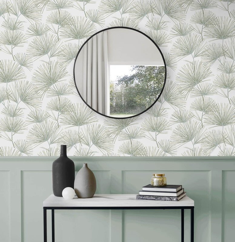 media image for Pine Needles Peel & Stick Wallpaper in Aloe Green 227