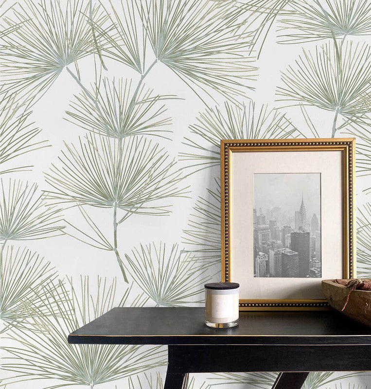 media image for Pine Needles Peel & Stick Wallpaper in Aloe Green 242