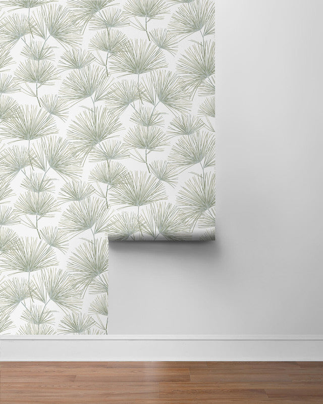 media image for Pine Needles Peel & Stick Wallpaper in Aloe Green 268