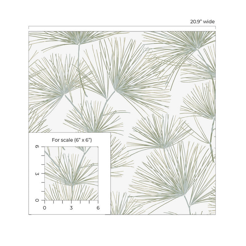 media image for Pine Needles Peel & Stick Wallpaper in Aloe Green 211