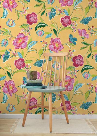 product image for Painterly Floral Peel & Stick Wallpaper in Cantaloupe 55