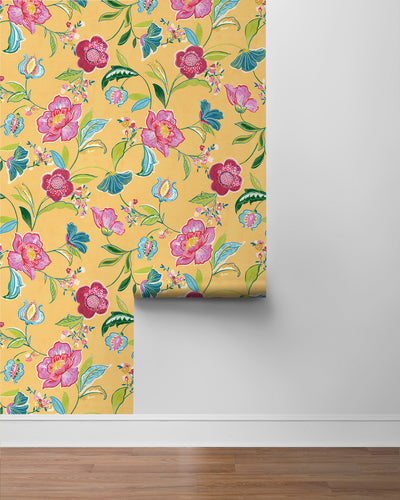 product image for Painterly Floral Peel & Stick Wallpaper in Cantaloupe 85