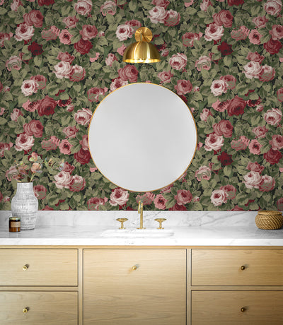 product image for Rose Garden Peel & Stick Wallpaper in Garnet & Basil 30