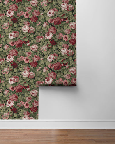 product image for Rose Garden Peel & Stick Wallpaper in Garnet & Basil 27