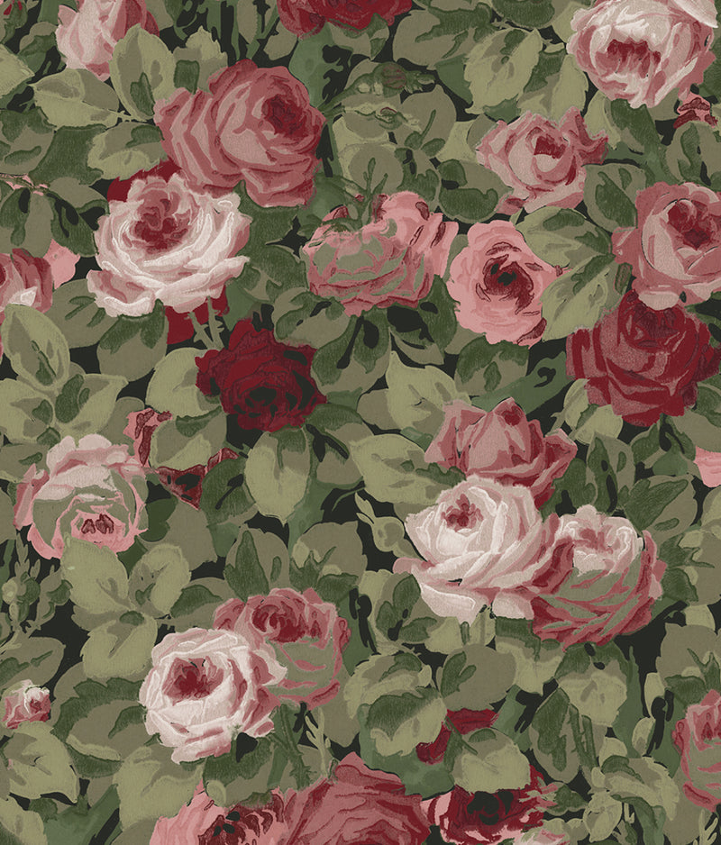 media image for Rose Garden Peel & Stick Wallpaper in Garnet & Basil 24