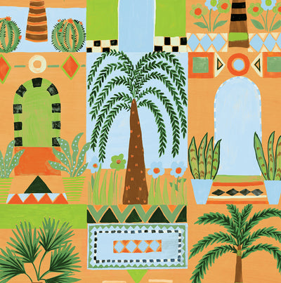 product image of Tropical Facade Peel & Stick Wallpaper in Orange 529