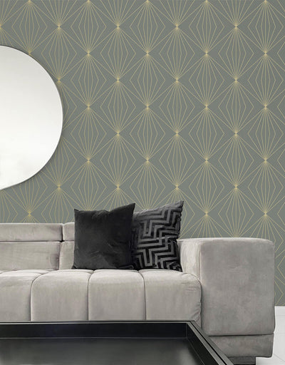 product image for Gem Geometric Peel & Stick Wallpaper in Grey & Metallic Gold 73