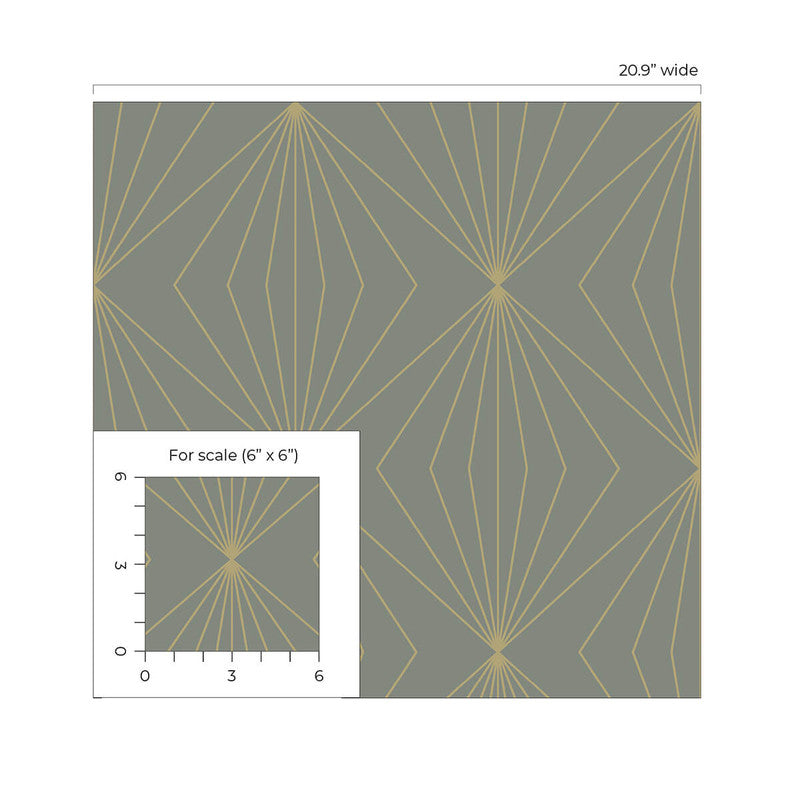 media image for Gem Geometric Peel & Stick Wallpaper in Grey & Metallic Gold 211