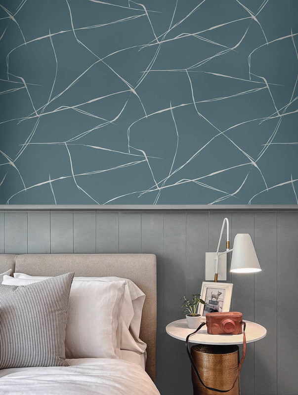media image for Inkwork Abstract Peel & Stick Wallpaper in Blue Dusk 297