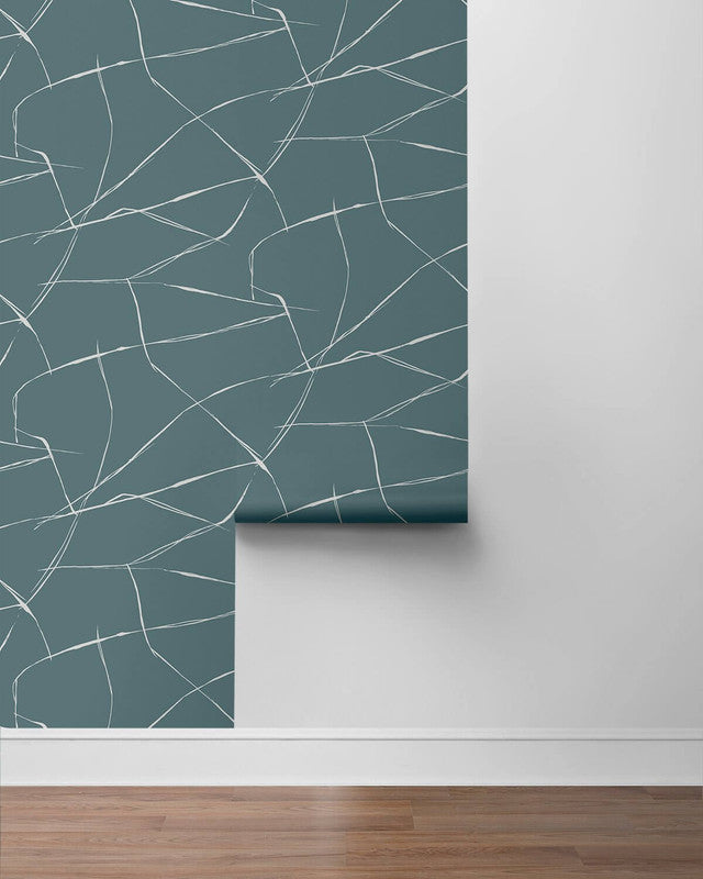 media image for Inkwork Abstract Peel & Stick Wallpaper in Blue Dusk 219