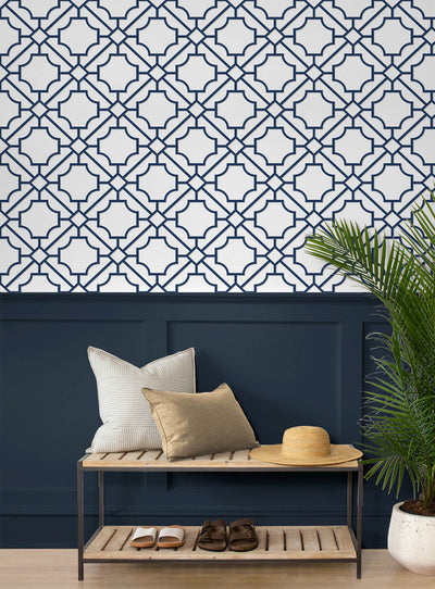 product image for Lattice Geo Peel & Stick Wallpaper in Navy Blue 84