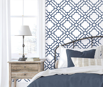 product image for Lattice Geo Peel & Stick Wallpaper in Navy Blue 26