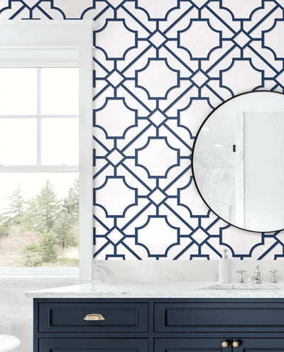 product image for Lattice Geo Peel & Stick Wallpaper in Navy Blue 39