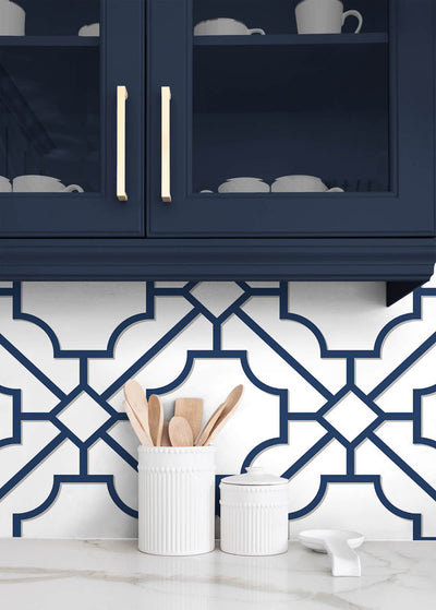 product image for Lattice Geo Peel & Stick Wallpaper in Navy Blue 35