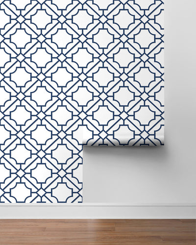 product image for Lattice Geo Peel & Stick Wallpaper in Navy Blue 40