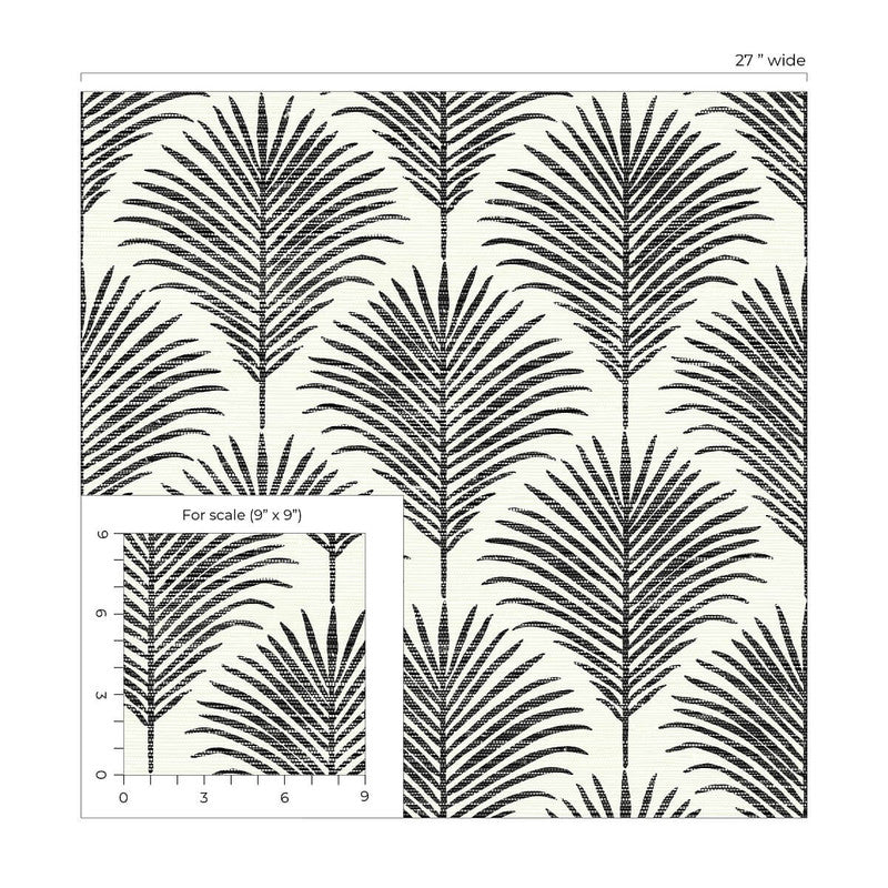 media image for Grassland Palm Peel & Stick Wallpaper in Inkwell & Off-White 224
